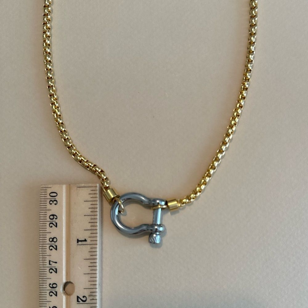 Anthropologie Gold Chain Necklace with Silver Clasp - Picture 5 of 5